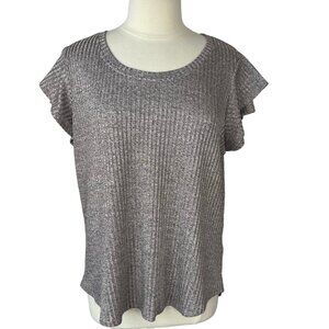 Worthington Womens Knit Shirt Pink Black Short Sleeves Size XL